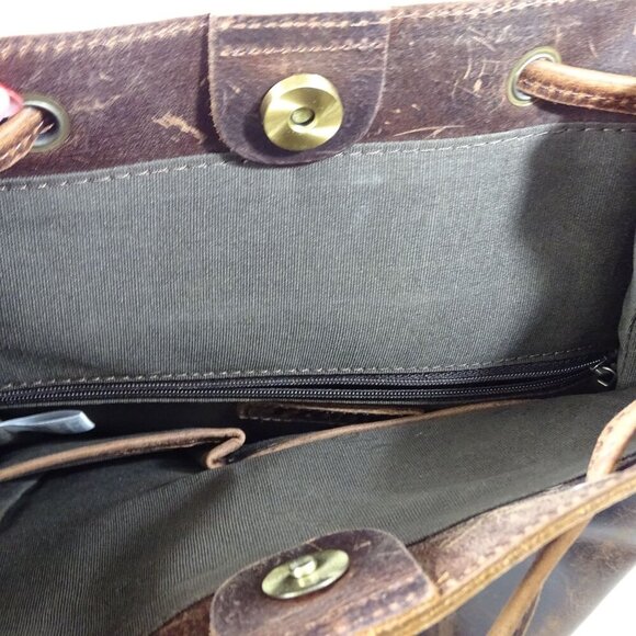 S-Zone Cowhide Leather Backpack Messenger Bag Flap Drawstring Closure D02V202106 - Picture 5 of 9